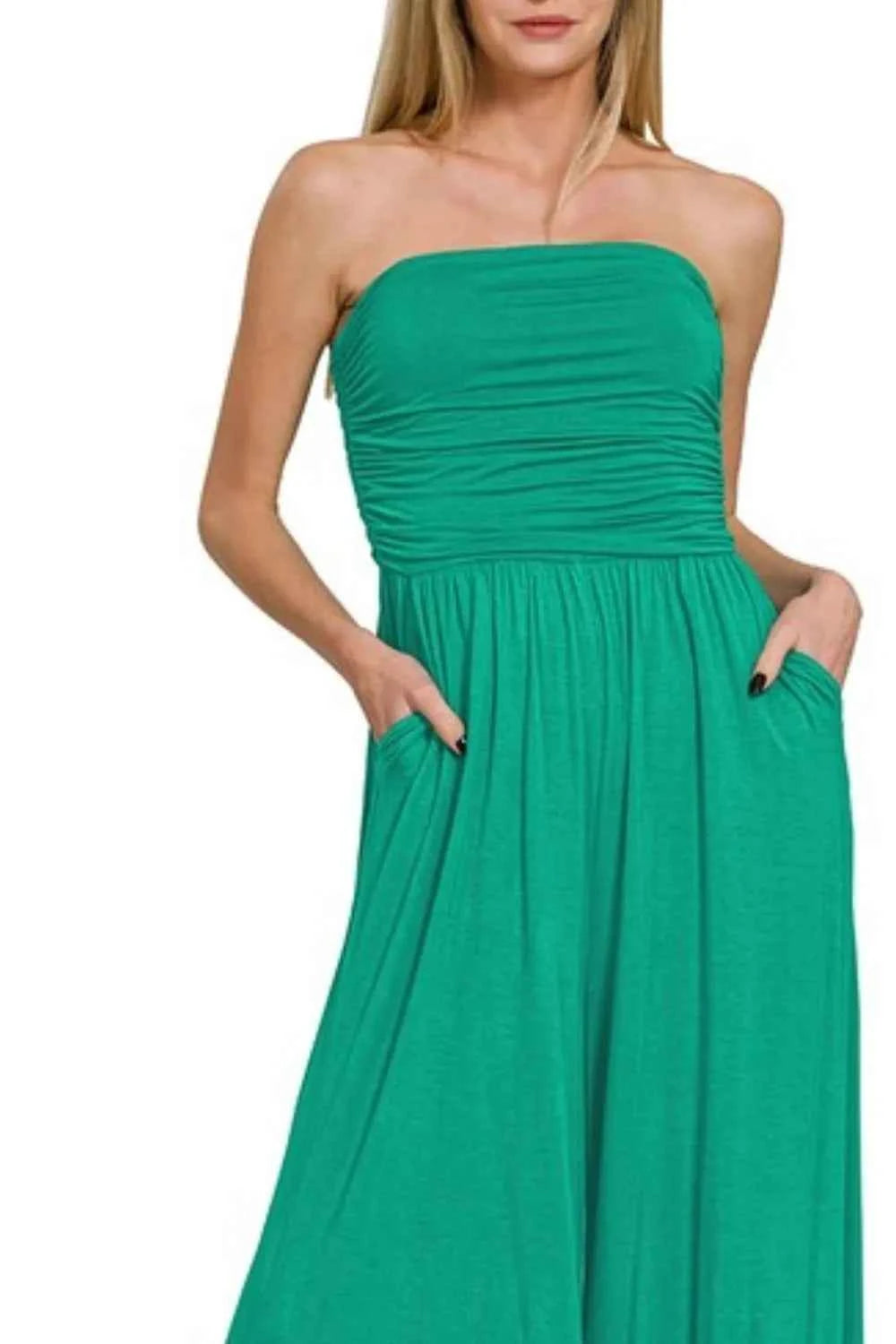 Zenana Double Layered Strapless Tube Top Jumpsuit Zenana Double Layered Strapless Tube Top Jumpsuit