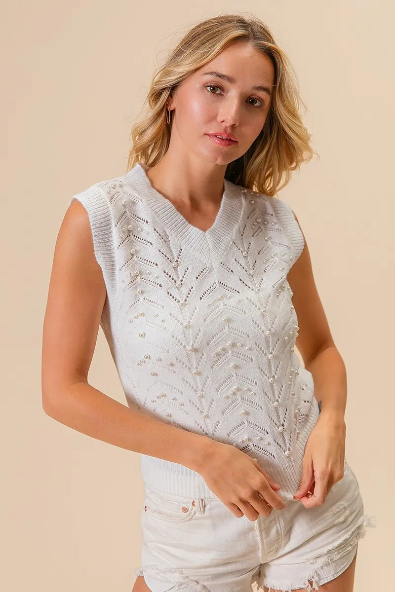 BiBi Chevron Pointelle Pearl Knit Top 2db378adb4624fbfa5d433ec9e72a746-Max-Origin