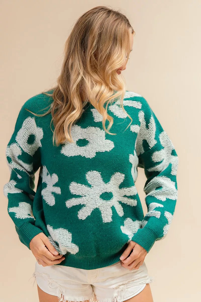 BiBi Flower Pattern Long Sleeves Sweater Top 2e737767-896b-49dc-ade3-99a3e138363b-Max-Origin