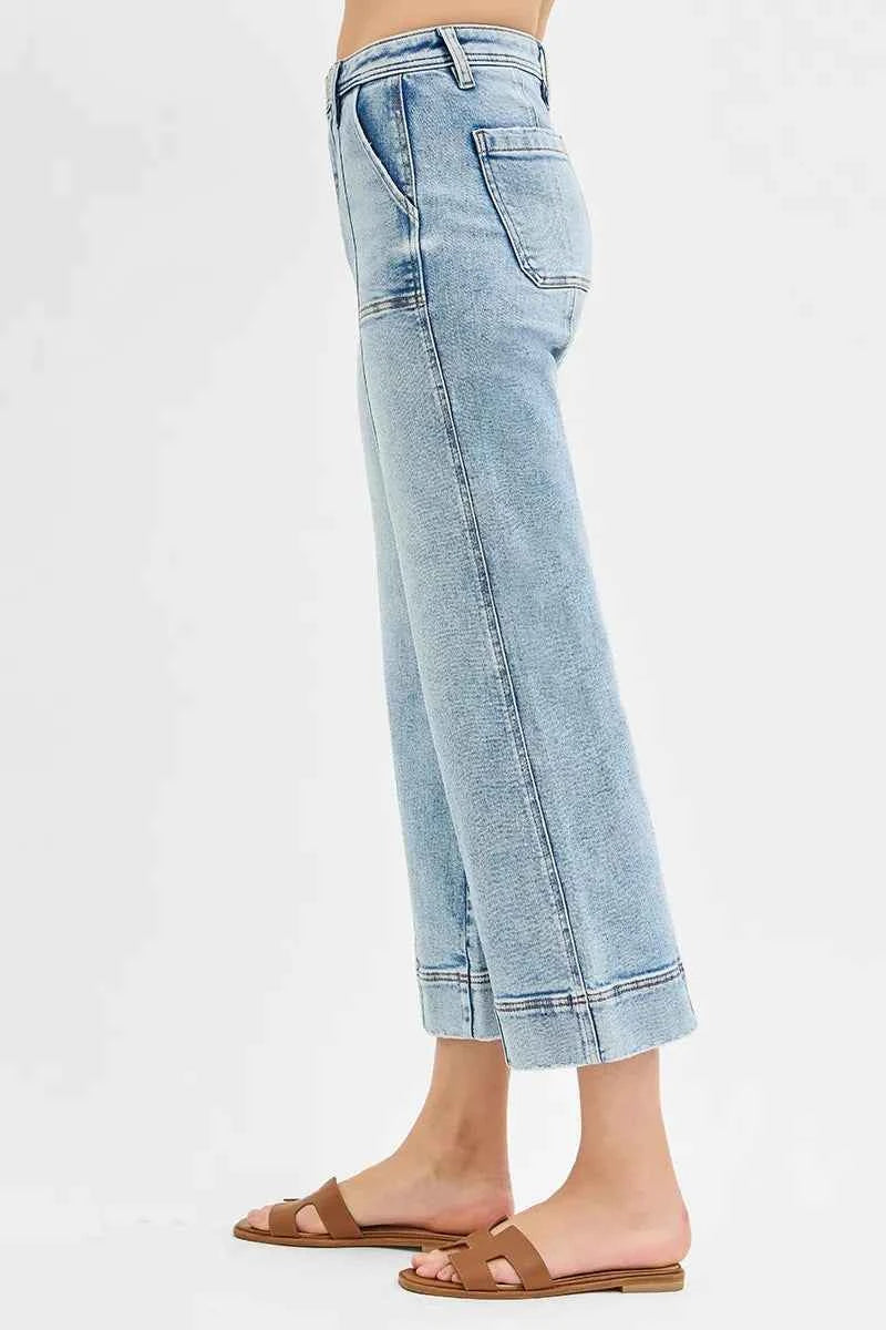 RISEN Full Size High Rise Crop Wide Front Seam Detailed Jeans Plus Size RISEN Full Size High Rise Crop Wide Front Seam Detailed Jeans Plus Size