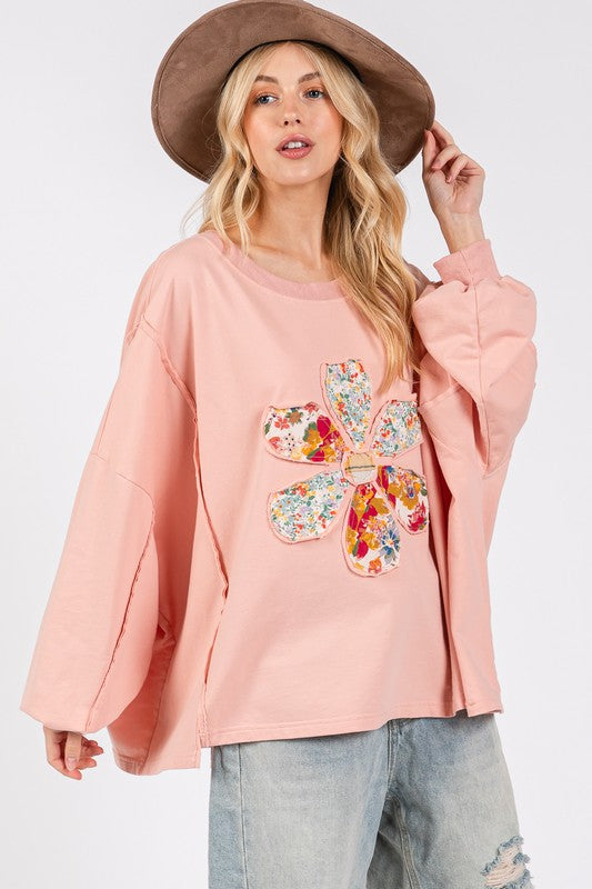 SAGE + FIG Flower Patch Dropped Shoulder Oversize Top SAGE + FIG Flower Patch Dropped Shoulder Oversize Top - TopFashionHQ