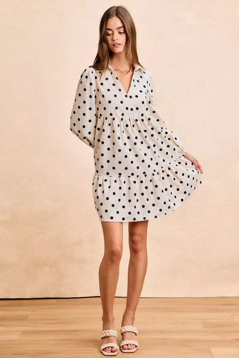 BiBi Polka Dot Corduroy Collared V Neck Dress 2ed5bf87dcc4404ca48c455dbe56ab2d-Max-Origin