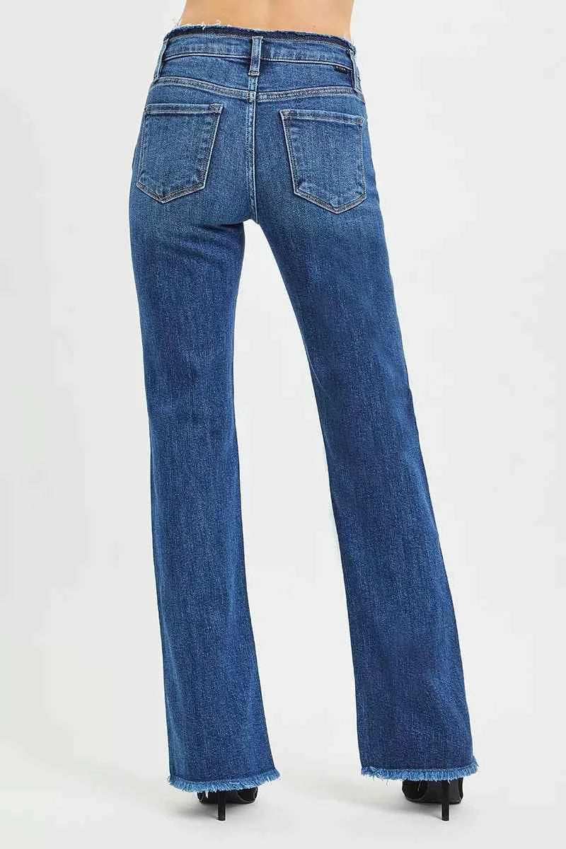 RISEN Full Size Mid Rise Bootcut Frayed Waistband Hem Detail Jeans Plus Size RISEN Full Size Mid Rise Bootcut Frayed Waistband Hem Detail Jeans Plus Size