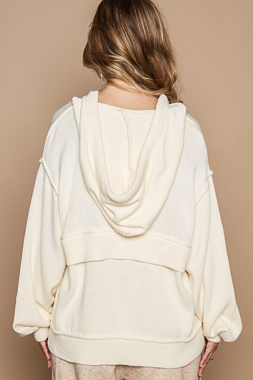 POL Half Zip Drop Shoulder Hooded Sweater POL Half Zip Drop Shoulder Hooded Sweater - TopFashionHQ