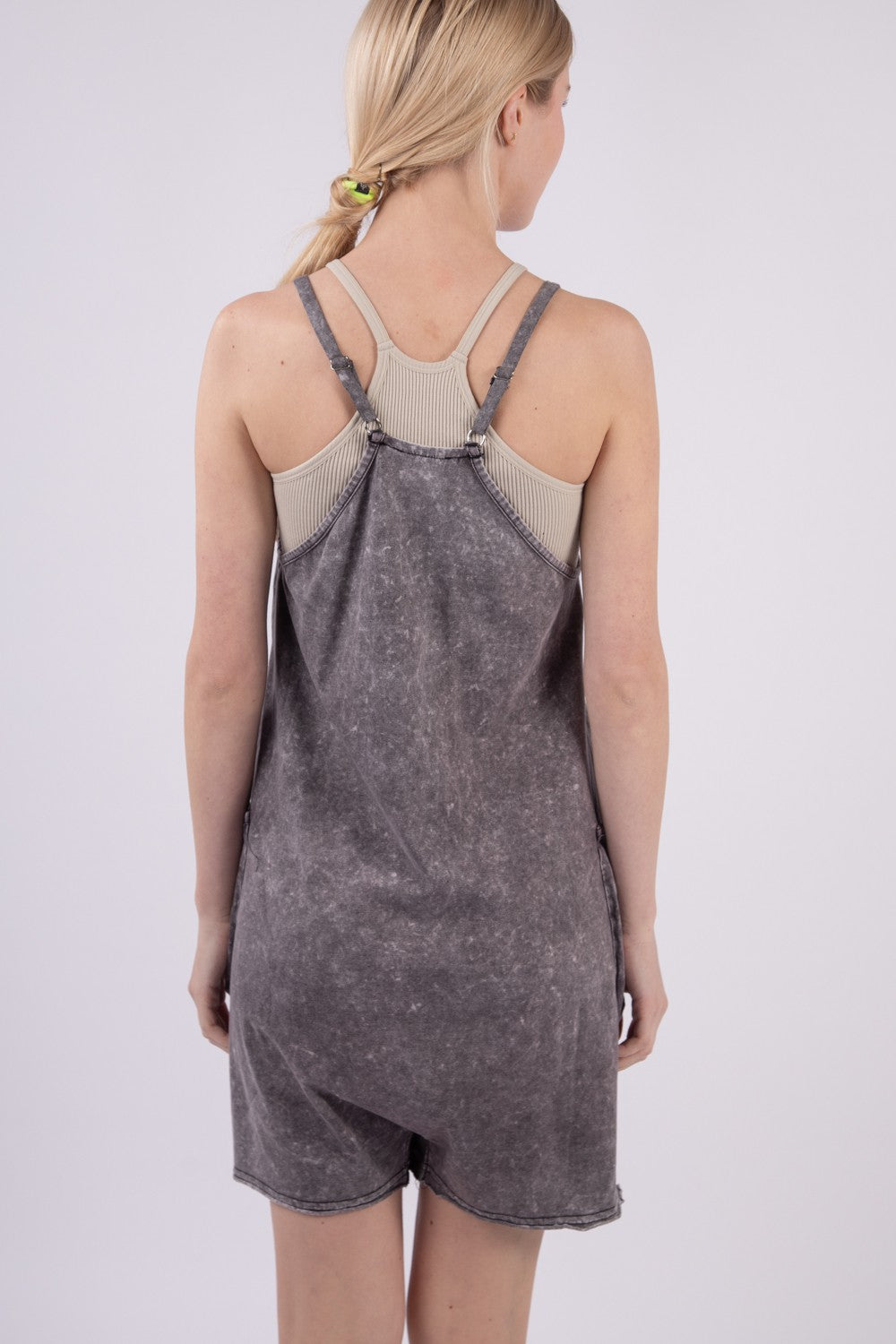 VERY J V-Neck Sleeveless Washed Romper VERY J V-Neck Sleeveless Washed Romper - TopFashionHQ