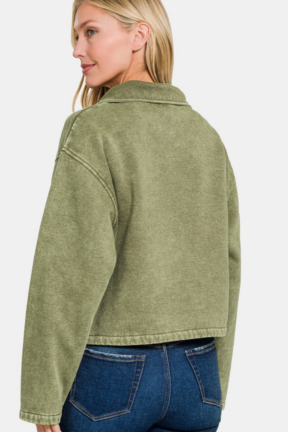 Zenana Acid Wash Fleece Half Snap Sweatshirt with Pocket Zenana Acid Wash Fleece Half Snap Sweatshirt with Pocket