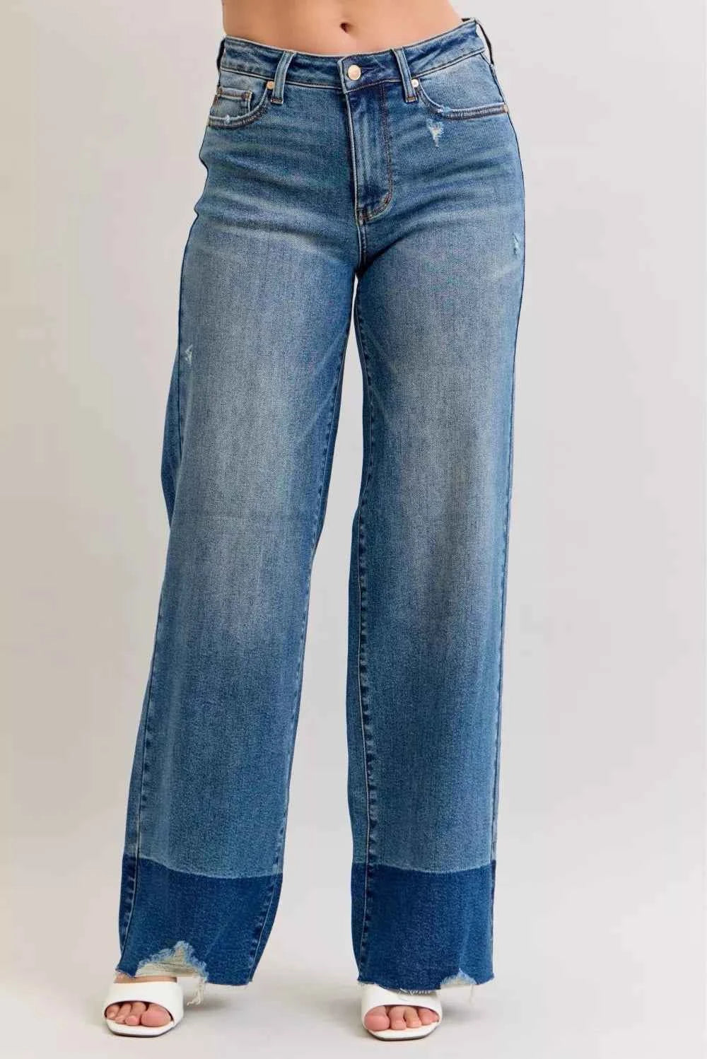 Judy Blue Raw Hem High Waist Column Straight Jeans Judy Blue Raw Hem High Waist Column Straight Jeans
