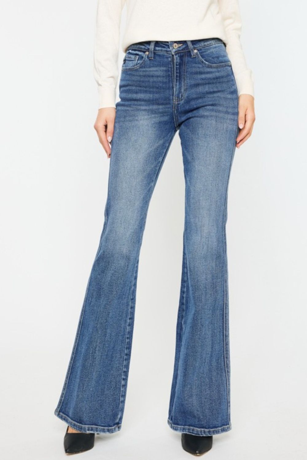 Kancan Cat's Whiskers High Waist Flare Jeans Kancan Cat's Whiskers High Waist Flare Jeans - TopFashionHQ