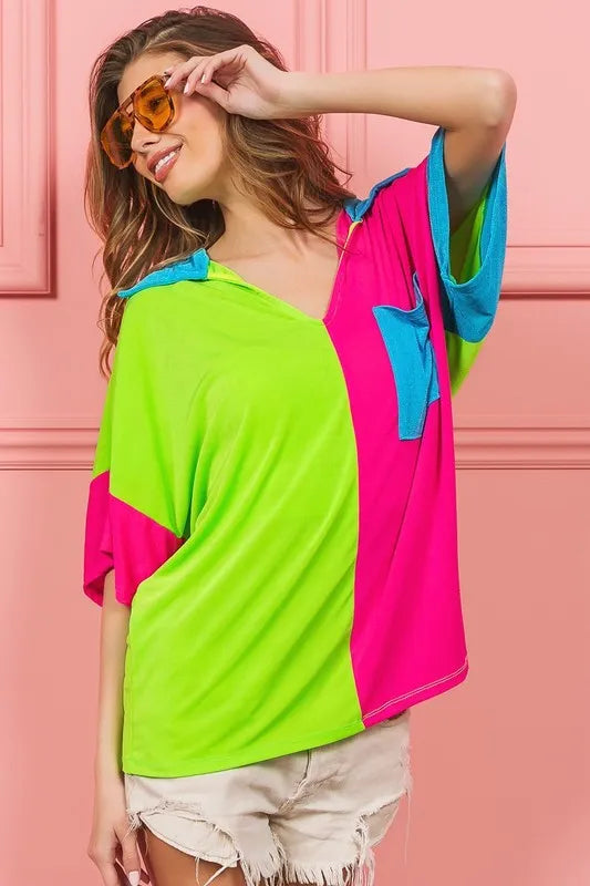 BiBi Slinky Knit Color Block V Neck Front Top 317082ff-8619-4735-bc83-3b7cfd0540ca-Max-Origin