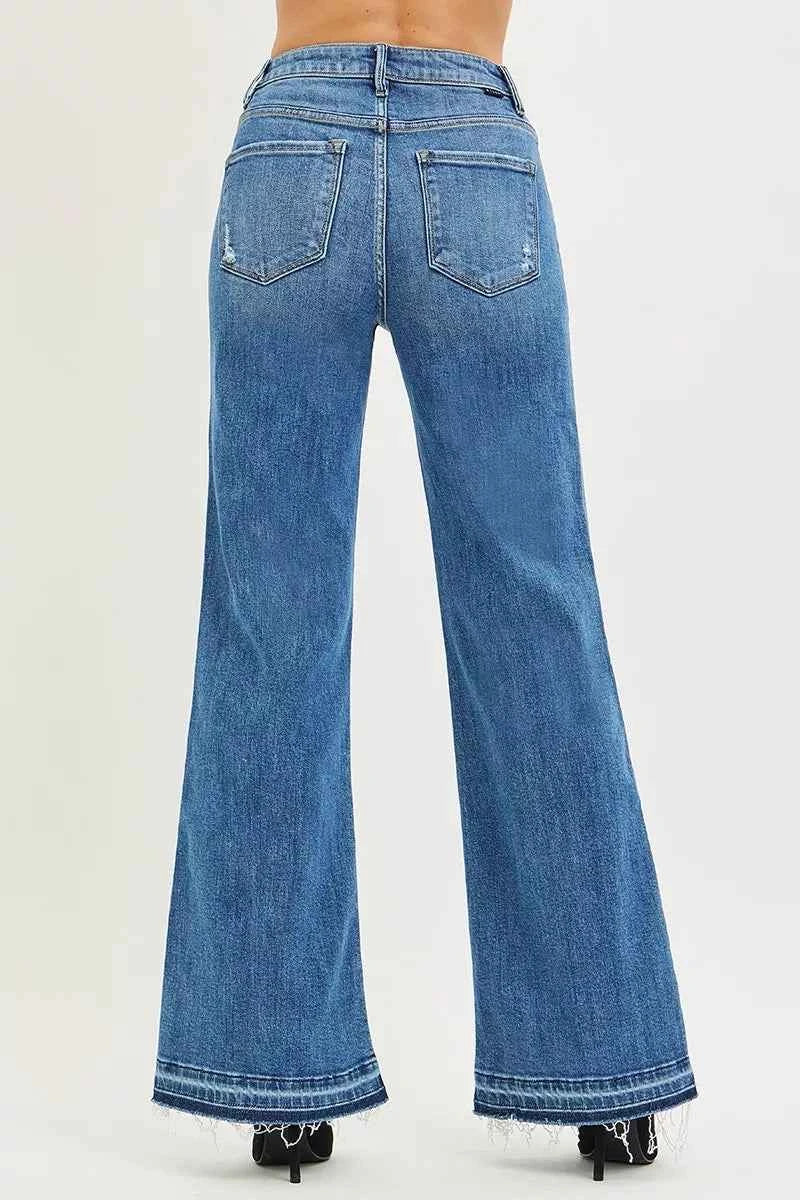 RISEN High Rise Wide Leg Jeans With Released Hem RISEN High Rise Wide Leg Jeans With Released Hem