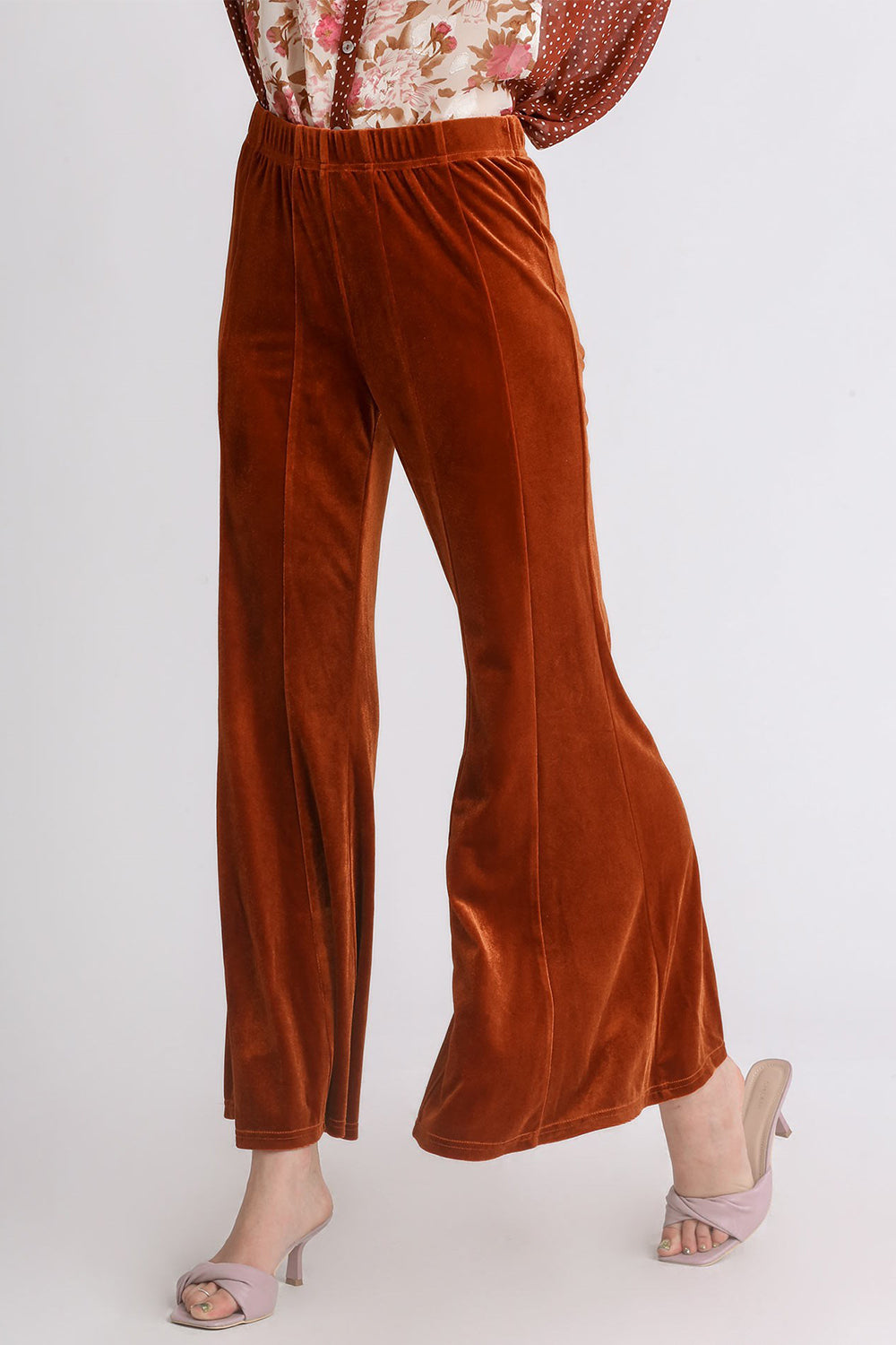 Umgee High Rise Elastic Waist Flare Pants Umgee High Rise Elastic Waist Flare Pants - TopFashionHQ