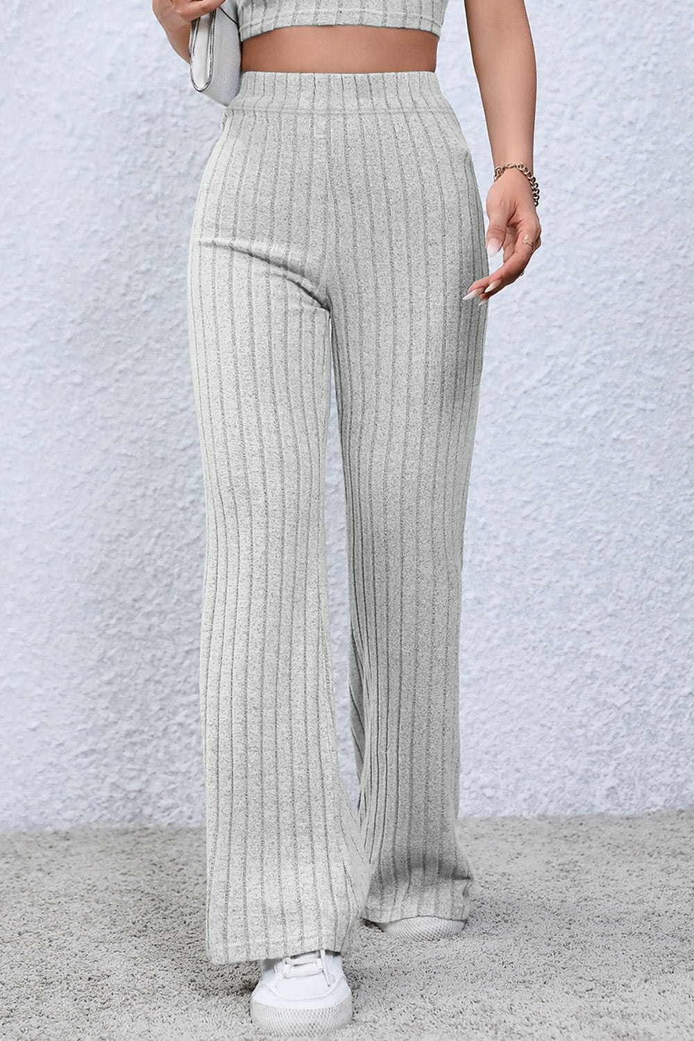 Basic Bae Full Size Ribbed High Waist Flare Pants Basic Bae Full Size Ribbed High Waist Flare Pants - TopFashionHQ