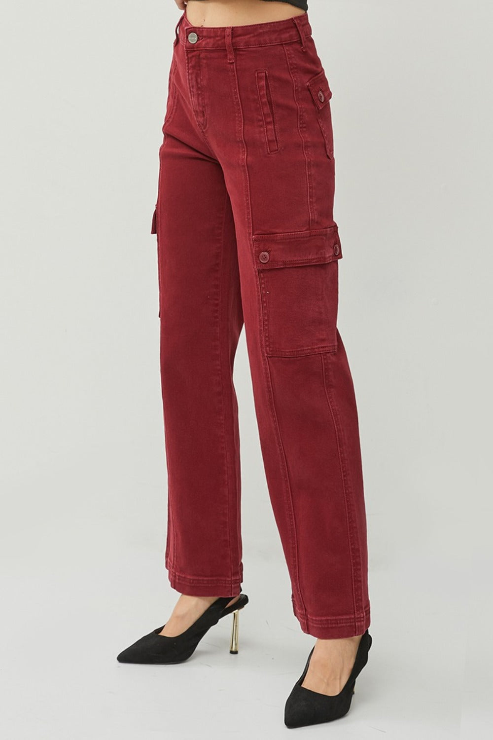 RISEN Full Size High Rise Wide Leg Cargo Jeans RISEN Full Size High Rise Wide Leg Cargo Jeans - TopFashionHQ
