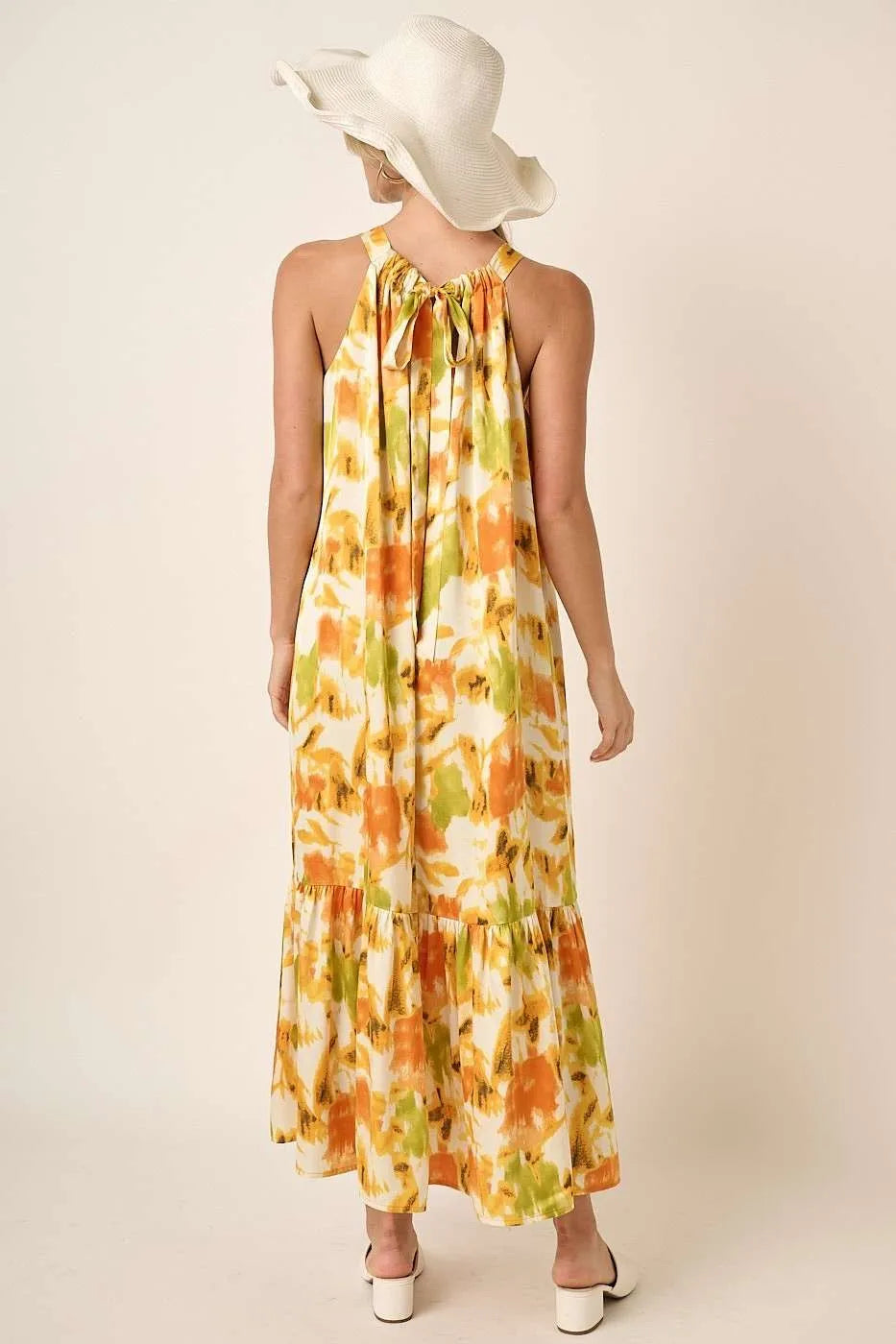 Mittoshop Watercolor Print Halter Neck Satin Maxi Dress 3427e445c4dc4ba783677eb65509a84d-Max-Origin