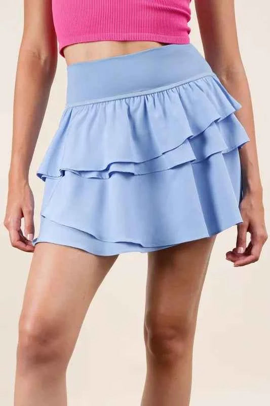 VERY J Riffled Tiered Layers Activewear Skirt with Shorts VERY J Riffled Tiered Layers Activewear Skirt with Shorts