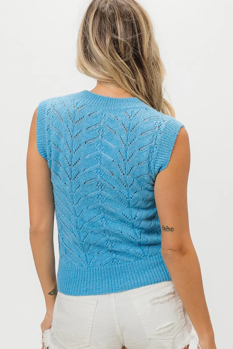 BiBi Chevron Pointelle Pearl Knit Top 348dabab46234ae99dfeec37e2511346-Max-Origin