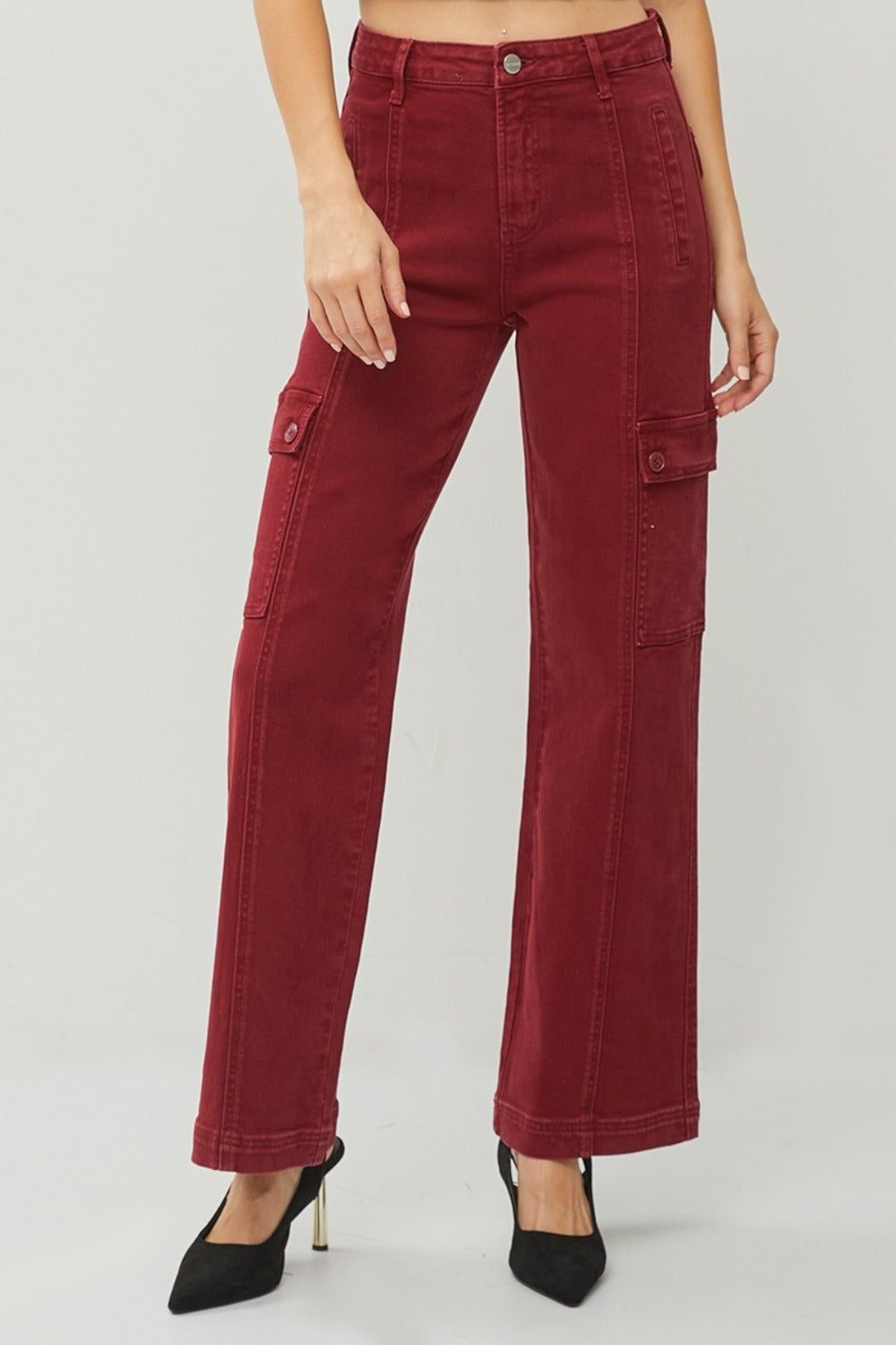 RISEN Full Size High Rise Wide Leg Cargo Jeans RISEN Full Size High Rise Wide Leg Cargo Jeans - TopFashionHQ