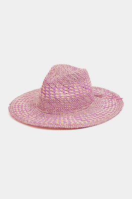 Fame Checkered Straw Weave Sun Hat - TopFashionHQ