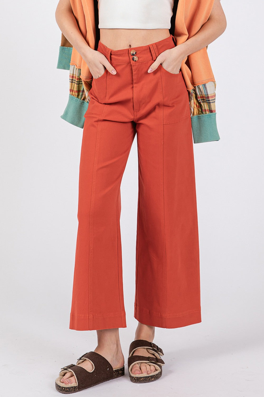 SAGE + FIG Wide Leg Cropped Pants SAGE + FIG Wide Leg Cropped Pants - TopFashionHQ