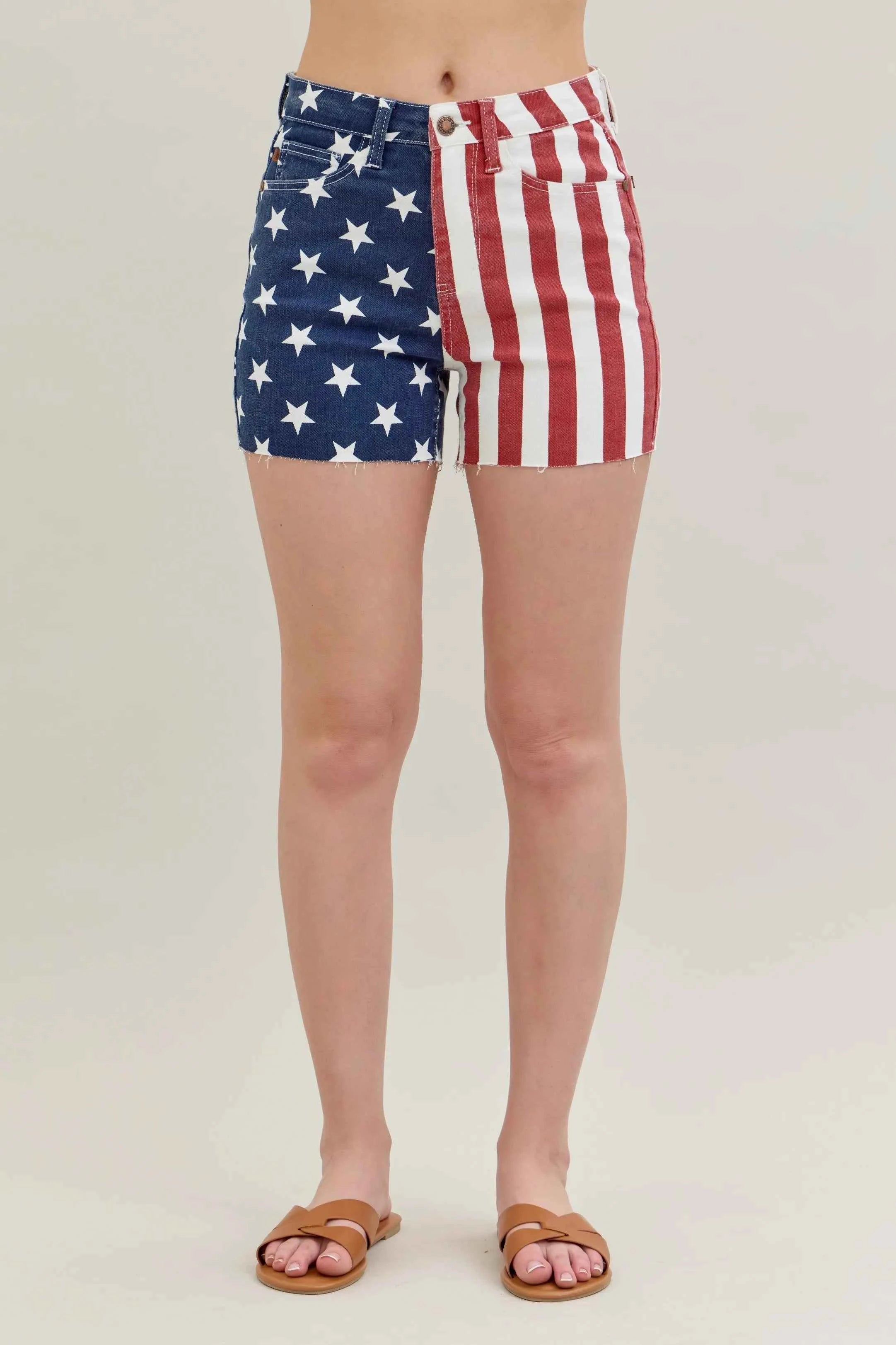 Judy Blue Full Size High Waist Americana Flag Fray Hem Shorts Plus Size Judy Blue Full Size High Waist Americana Flag Fray Hem Shorts Plus Size