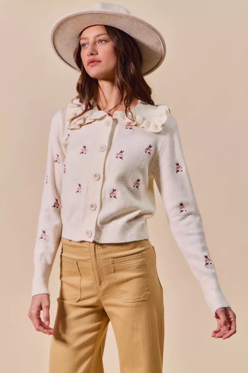 SO ME Collared Floral Embroidered Button Down Sweater Cardigan 35115386bdf942c4b77a40da6f371cbf-Max-Origin