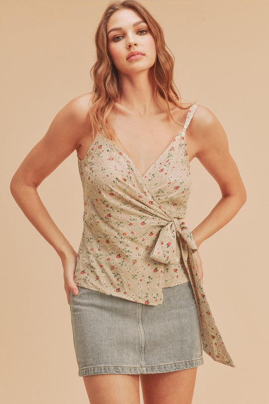 Aemi + Co Ditsy Floral Surplice Adjustable Straps Cami 35531692-8eac-4ac2-be58-e8c69eb29078-Max
