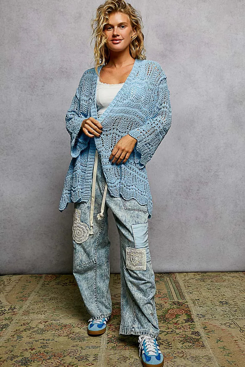 POL Openwork Lightweight Open Front Cardigan with Scalloped Edge 356a8453-f29c-4ad9-9957-f80919fb0d42-Max-Origin