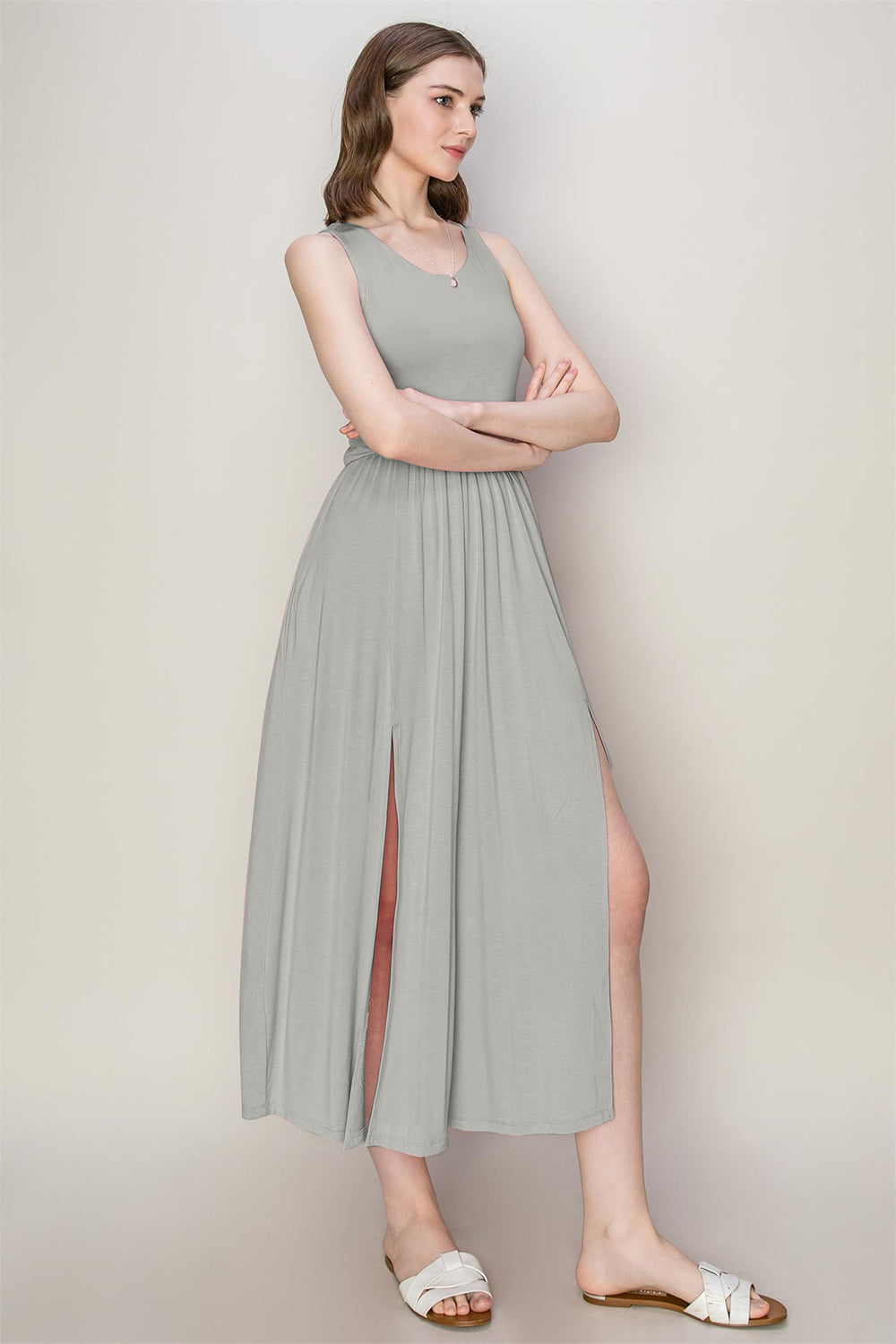 HYFVE Sleeveless Slit Midi Dress HYFVE Sleeveless Slit Midi Dress - TopFashionHQ