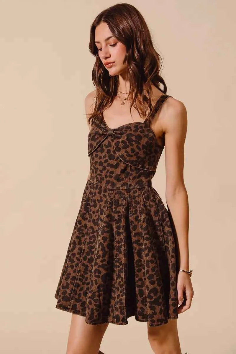 SO ME Mineral Washed Leopard Flare Cami Dress SO ME Mineral Washed Leopard Flare Cami Dress