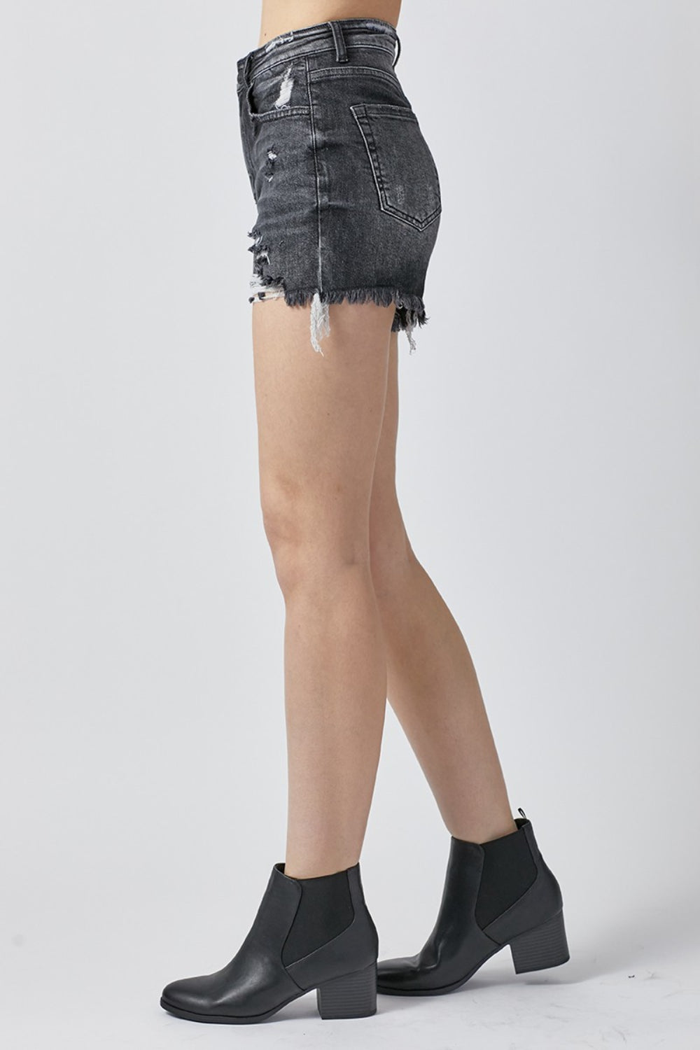 RISEN Full Size High Rise Distressed Denim Shorts RISEN Full Size High Rise Distressed Denim Shorts - TopFashionHQ