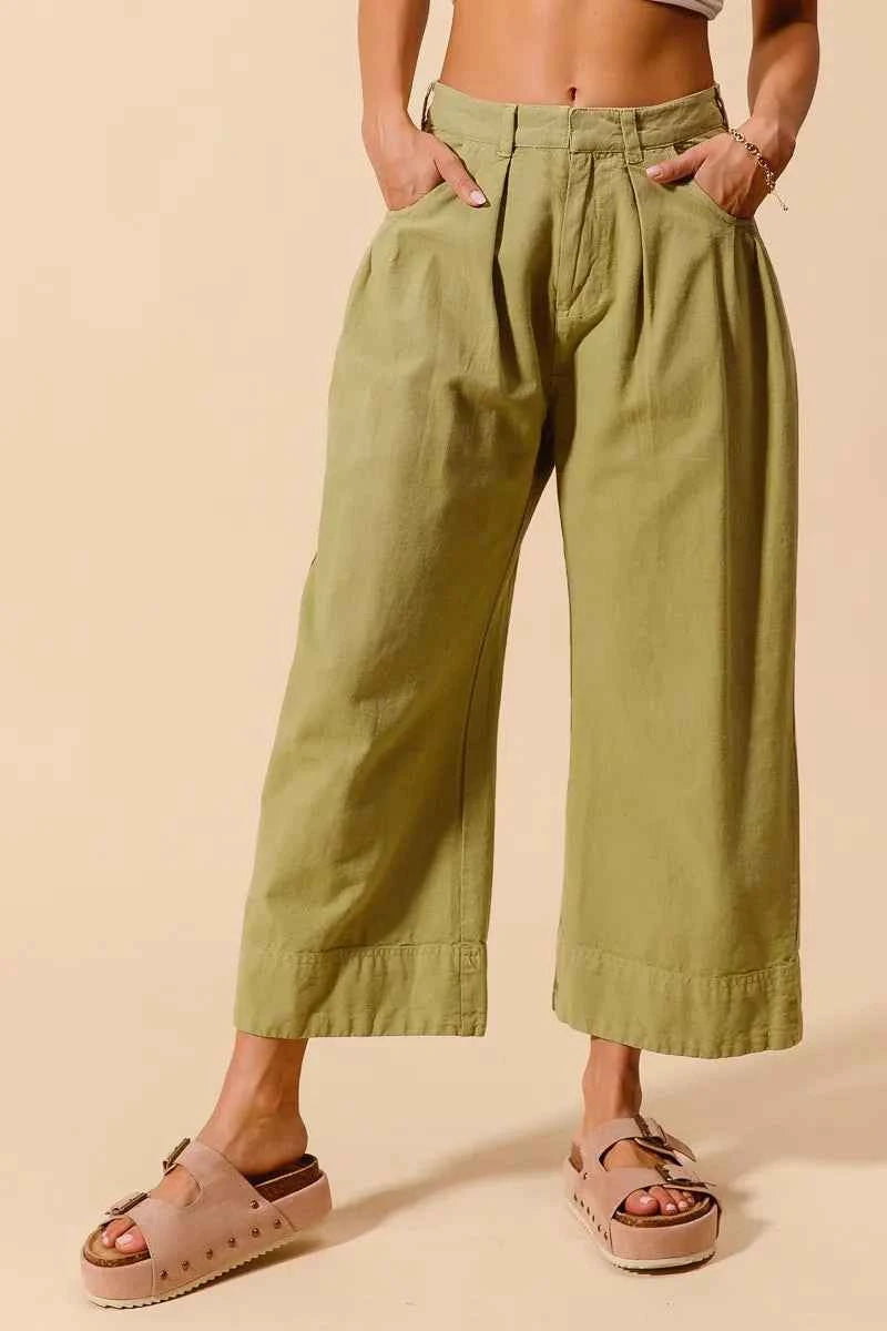 SO ME Mid Rise Wide Leg Chino Pants With Pockets SO ME Mid Rise Wide Leg Chino Pants With Pockets