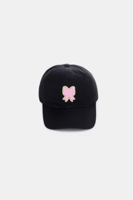 Zenana Ribbon Bow Chenille Patch Baseball Cap - TopFashionHQ
