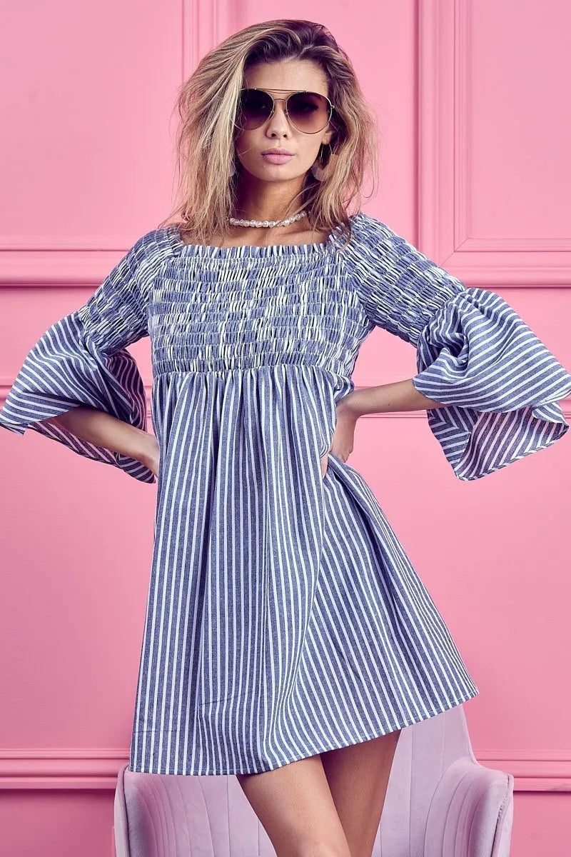 BiBi Smocked Off Shoulder Striped Dress 373d9eb5cc2b4f4f8da0ef48e3db000b-Max-Origin