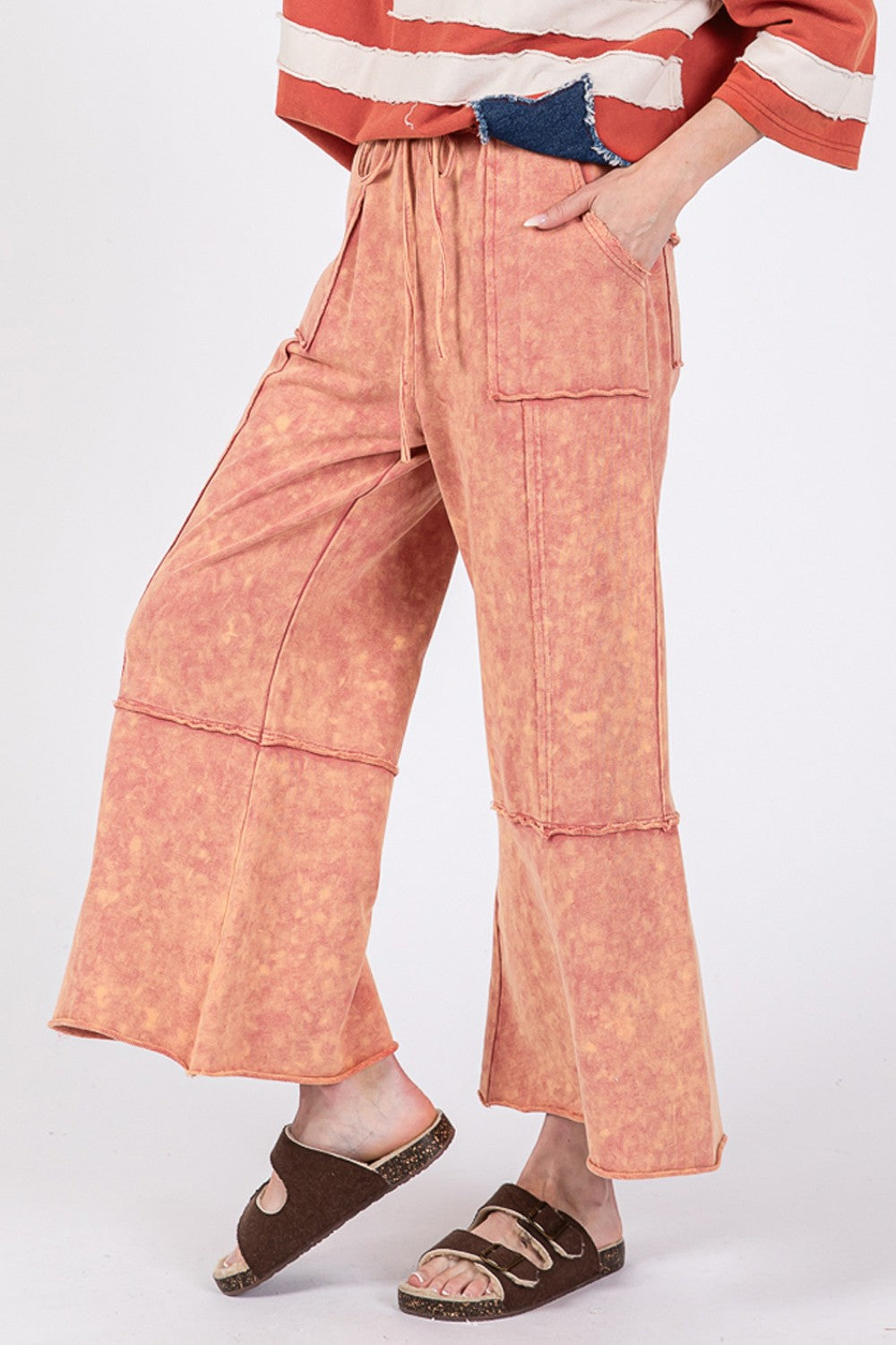 SAGE + FIG Mineral Washed Terry Wide Leg Pants SAGE + FIG Mineral Washed Terry Wide Leg Pants
