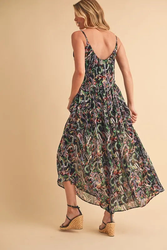 Aemi + Co Printed V-Neck Frill Tiered Cami Dress 37730750-2504-4d82-8bee-626e3773af25-Max