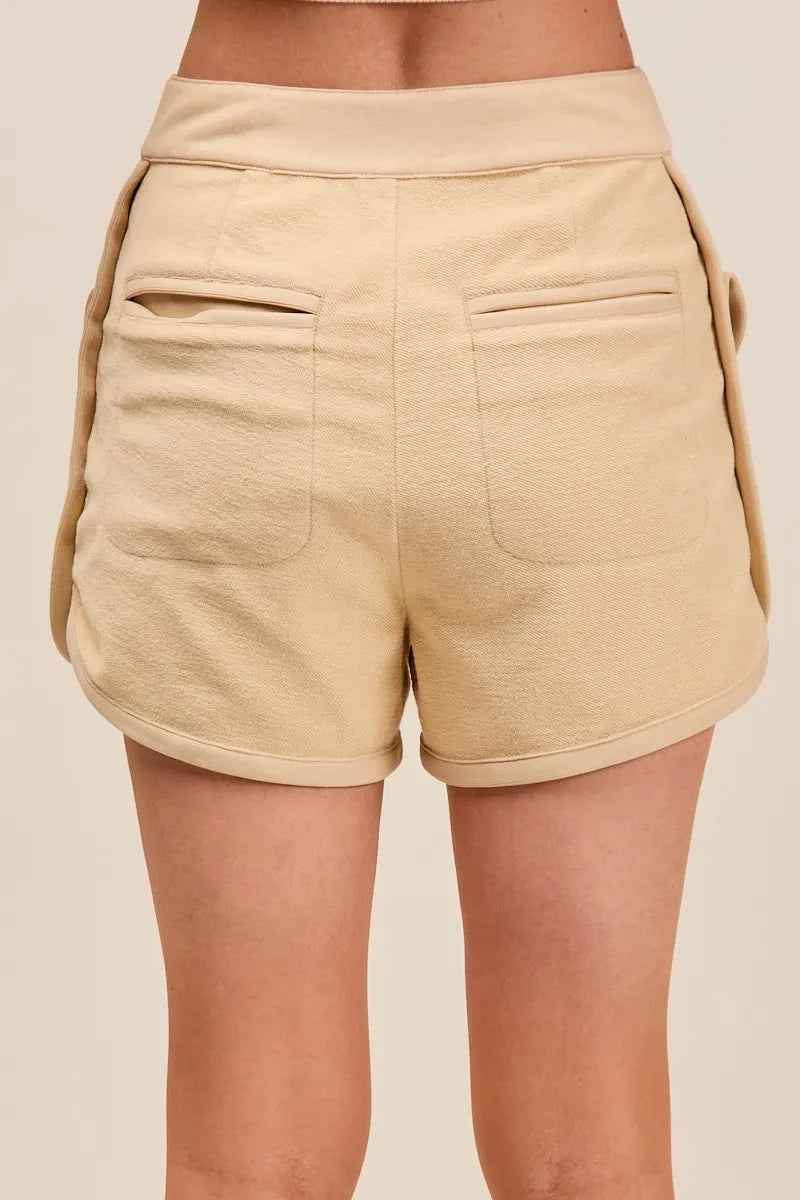SO ME Mineral Washed Terry High Rise Cargo Shorts SO ME Mineral Washed Terry High Rise Cargo Shorts