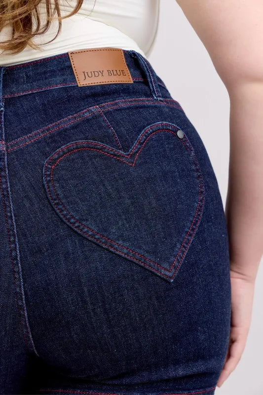 Judy Blue Plus Size HW Heart Shaped Pkts & Red Contrast Thread Denim Shorts 38bd43cc18a34bebb24d92f08e5dc4af-Max-Origin