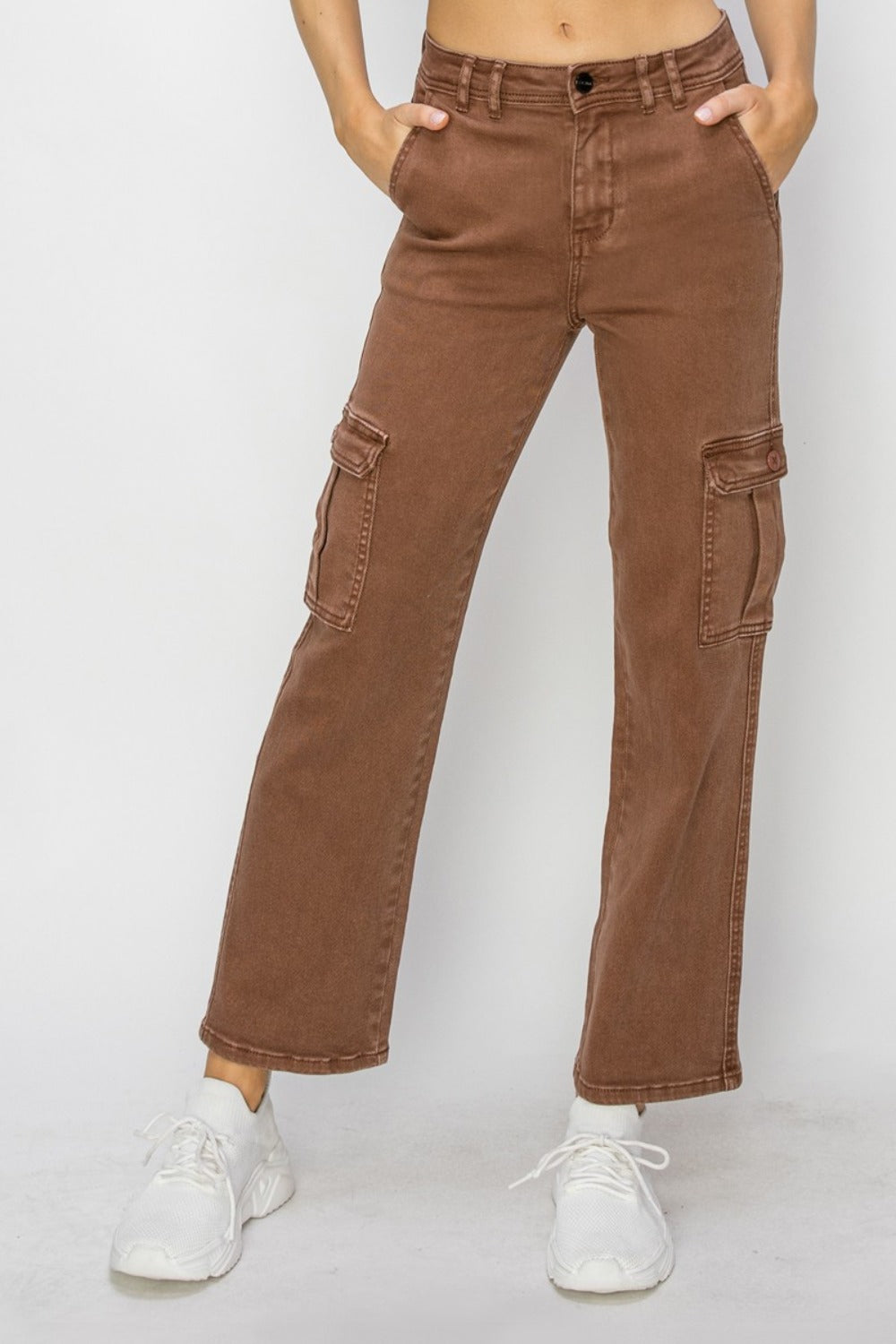 Risen Full Size High Rise Cargo Jeans Risen Full Size High Rise Cargo Jeans - TopFashionHQ