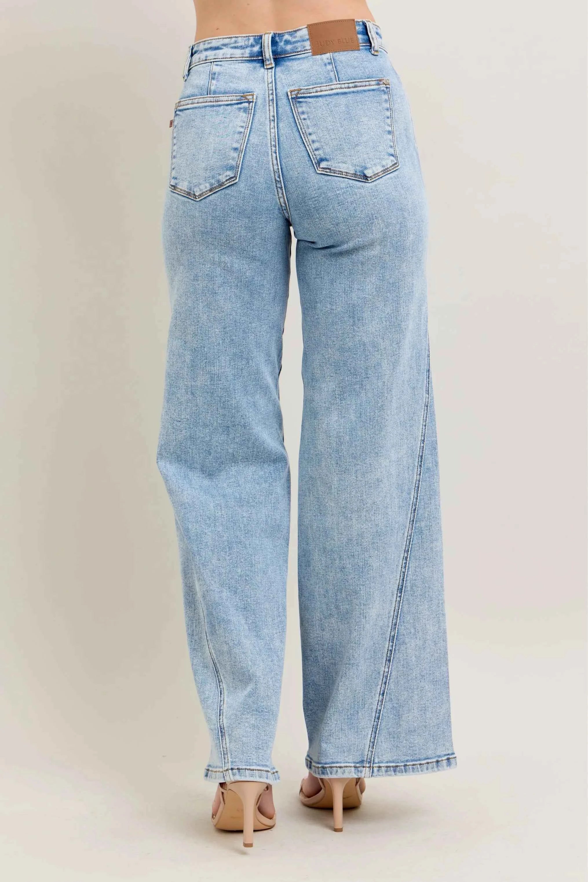 Judy Blue Full Size High Waist Wide Leg Jeans with Skewed Inseam Plus Size Judy Blue Full Size High Waist Wide Leg Jeans with Skewed Inseam Plus Size
