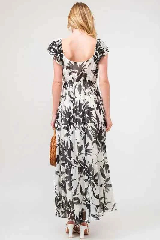 And The Why Ruffled Sleeve Tiered Floral Print Maxi Dress And The Why Ruffled Sleeve Tiered Floral Print Maxi Dress