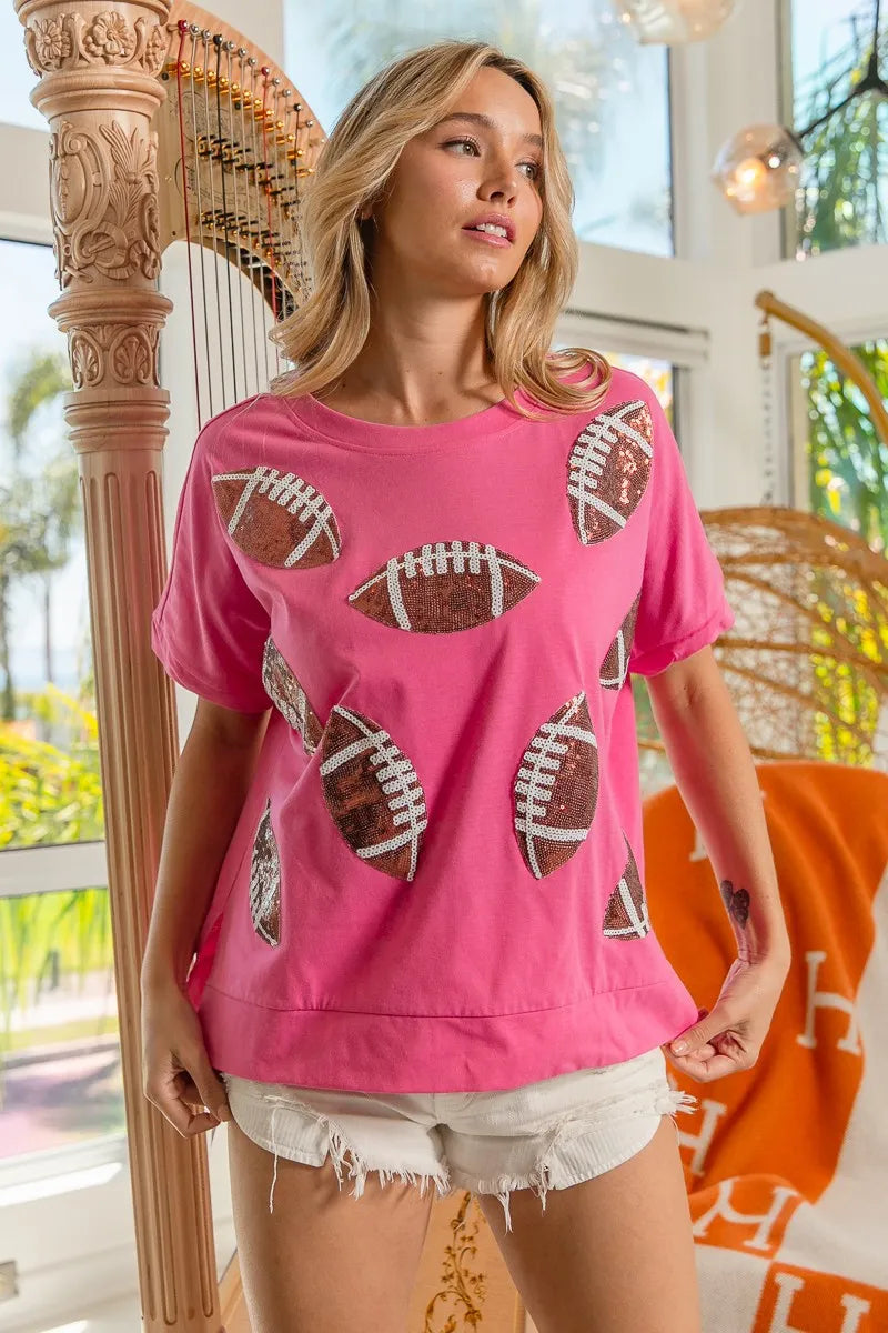 BiBi Game Day Sequins Patched Half Sleeves Top 391343ec2e3545959cdce781336b0538-Max-Origin