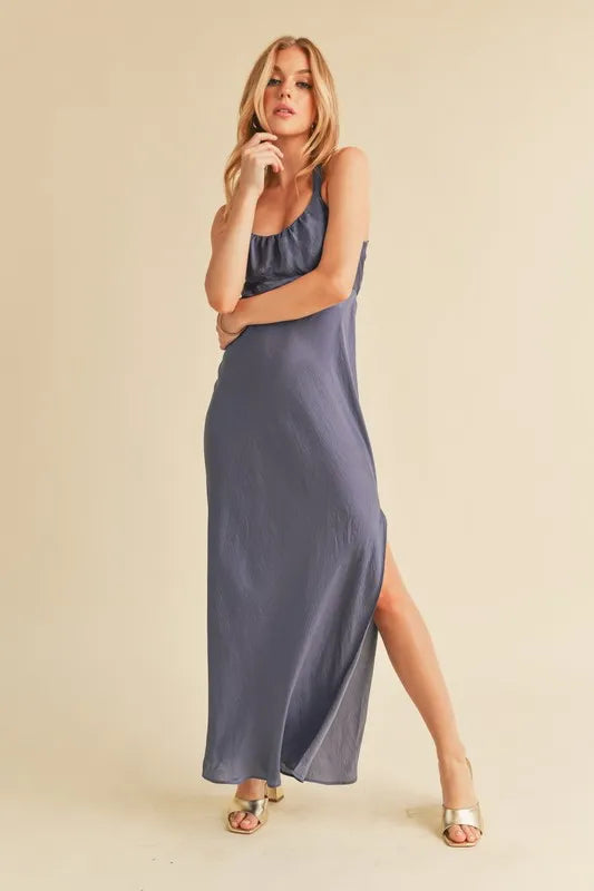 Aemi + Co Ruched Side Slit Cutout Back Maxi Cami Dress 3940a2a7-feff-4b00-a08e-a13b67ffdc64-Max