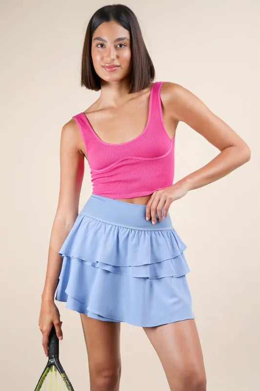 VERY J Riffled Tiered Layers Activewear Skirt with Shorts 3a8c1fb492274da881dd6c07e77cb361-Max-Origin