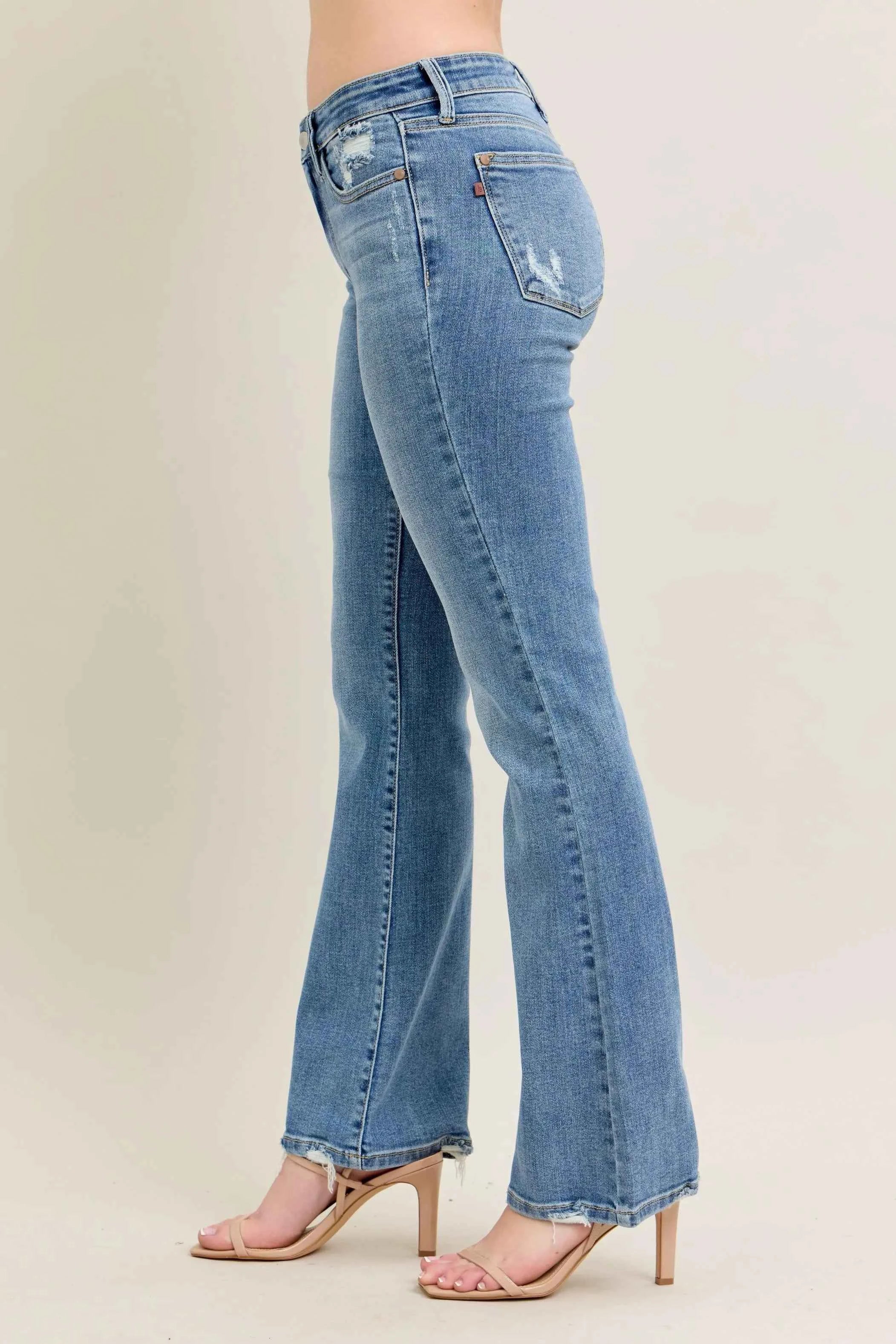 Judy Blue Full Size Mid Rise Wash Destroy Hem Bootcut Jeans Plus Size Judy Blue Full Size Mid Rise Wash Destroy Hem Bootcut Jeans Plus Size