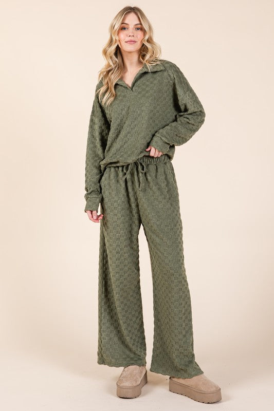 BOMBOM Tied Checkered Wide Leg Pants BOMBOM Tied Checkered Wide Leg Pants - TopFashionHQ