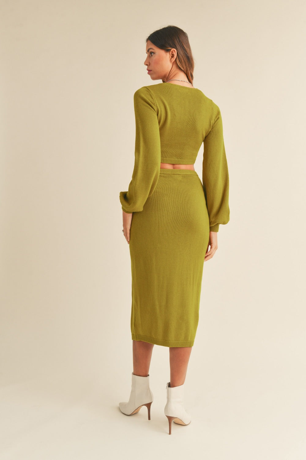 MABLE Front Twisted Knit Top and Midi Skirt Set MABLE Front Twisted Knit Top and Midi Skirt Set