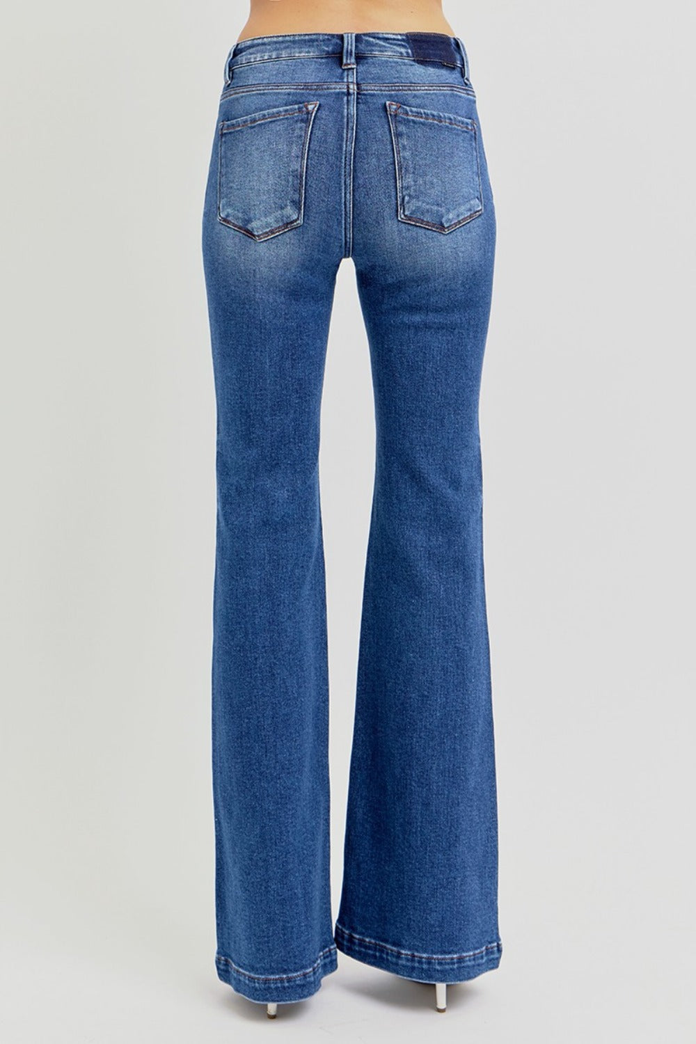 RISEN Full Size Low Rise Flare Jeans with Pockets RISEN Full Size Low Rise Flare Jeans with Pockets - TopFashionHQ