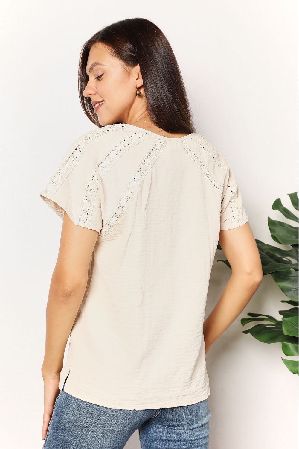 Double Take Crochet Buttoned Short Sleeves Top Double Take Crochet Buttoned Short Sleeves Top - TopFashionHQ