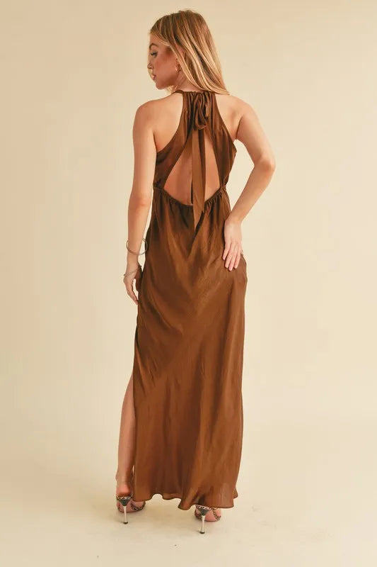 Aemi + Co Ruched Side Slit Cutout Back Maxi Cami Dress 3ba9345a-4e35-4aaf-8637-43dfb09e1bca-Max