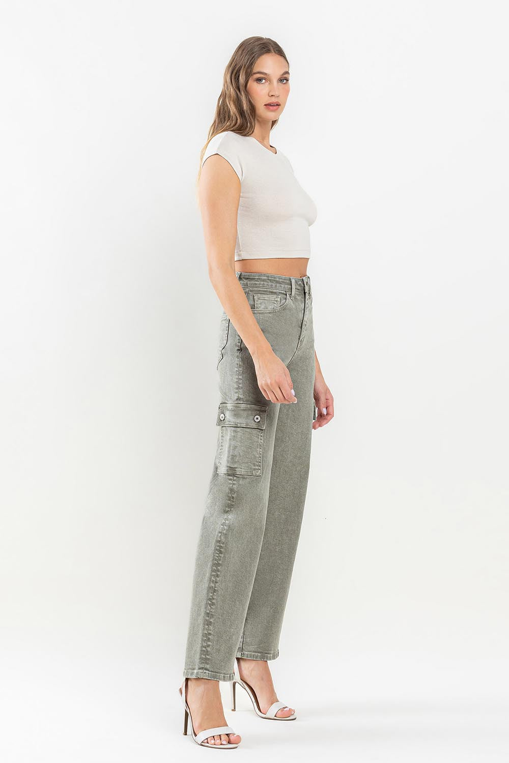 Vervet by Flying Monkey 90's Super High Rise Cargo Jeans Vervet by Flying Monkey 90's Super High Rise Cargo Jeans - TopFashionHQ